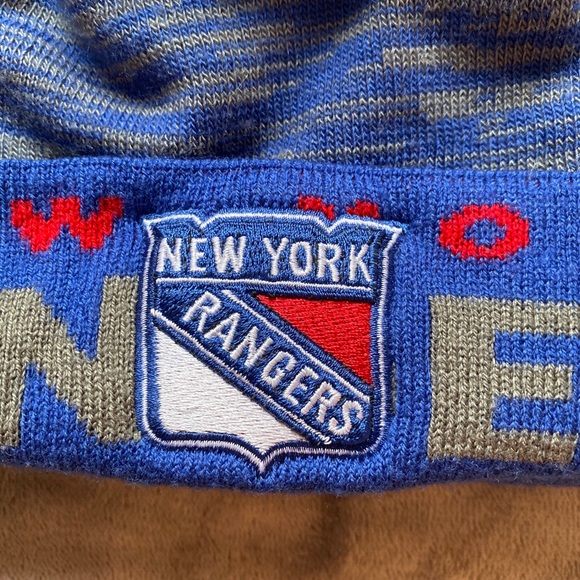 Adidas NY Rangers Long Pom Beanie Hat - Picture 2 of 6